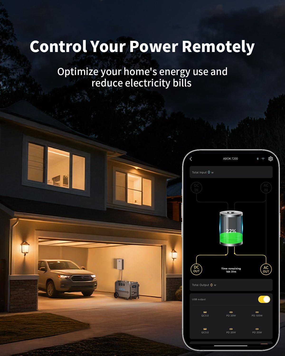 ABOK Ark7200 - Estación de energía portátil + 2 paneles solares de 200 W, salida de CA de 120/240 V 7200 W, batería doméstica LiFePO4 de 9792 Wh, generador solar para operación forestal, sitio de