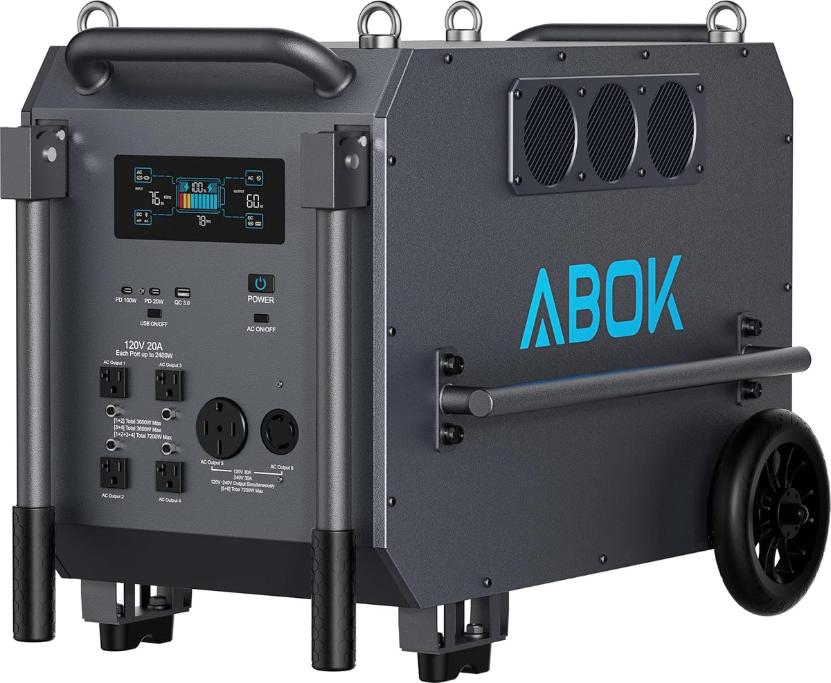 🔥Estación de Energía ABOK Ark7200 9.8kWh LiFePO4 + 6 Placas de 440W