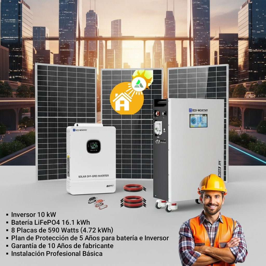 GPTS PowerHouse · Sistema Solar Autoconsumo 10 kW + 4.72 kW PV · Batería LFP 16.1 kWh · Incluye Sistema Avanzado de Almacenamiento y Filtración de Agua™